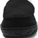 NewDenBer Men's Moccasin Slippers Warm Memory Foam Suede Soft Plush Lined Slip on Indoor Outdoor House Shoes (Black)