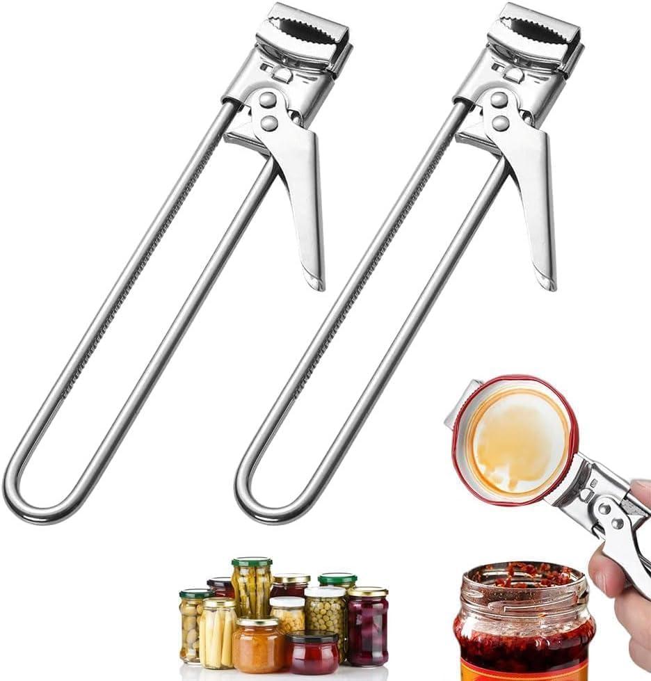 2 x Jar Opener for Weak Hands - Removes Tight Jar Lid for Seniors with Arthritis - Adjustable Jar Opener - Multi Opener Set with Jar Opener Gripper Pad and Bottle Opener Keychain(2Pcs)