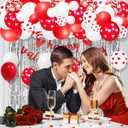 Happy Anniversary Decorations - 118PCS Anniversary Party Decorations Kit with 16" Happy Anniversary Letter Balloons 1000PCS Red Silk Rose Petals, Balloon Arch Garland, Red Heart Balloons