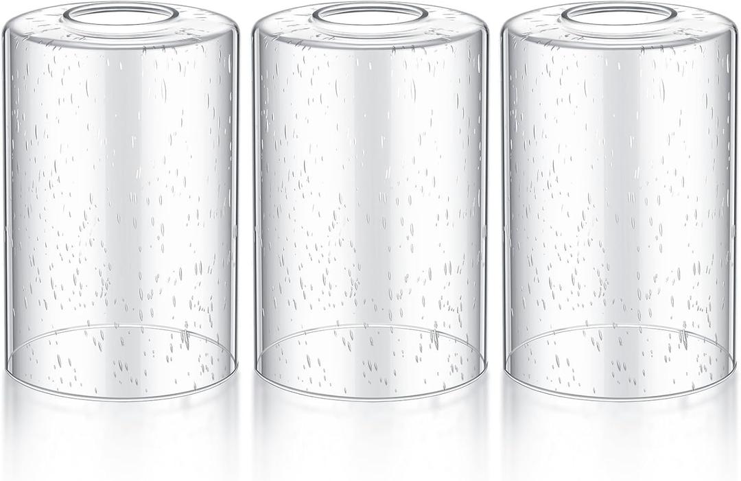 Teenyyou 3 Pcs Clear Bubble Seeded Glass Shade Replacements for Pendant Light Fixtures Glass Lamp Shade Cover, 1-5/8 Inch Fitter E26 Base, 4"w x 6"h, Replacement Lamp Globe for Chandelier Wall Sconce