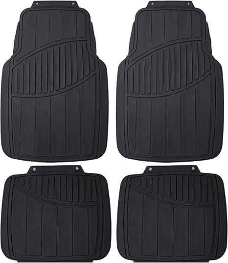 4-Piece Floor Mats, Trim-to-Fit All-Weather Mats for Cars, Trucks, SUVs — Black
