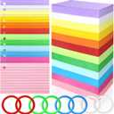 Tecmisse 1200 PCS Colorful Index Cards with Rings, Colored Flash Cards with Rings, 3 x 5 Inch Ruled Note Cards Flashcards Study Cards Notecards for Learning and office Supplies, 12 Colors