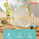 Baffect Water Pitcher, High Borosilicate Glass Jug with Stainless Steel Lid, Leakproof Fridge Door Carafe for Hot or Cold Beverage Vertical Pattern (1.8 L/63 oz.)