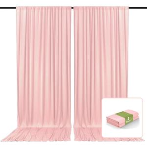 2 Panels Light Pink Backdrop Curtain, 10 x 10 Feet Background Curtains for Parties, Weddings, Baby Showers, Bachelorette, Halloween, Christmas, Birthday Party Photoshoot Backdrop Curtains Decorations