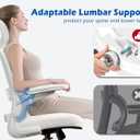 TRALT Ergonomic Office Chair - Desk Chair with Adjustable Headrest Lumbar Support Computer Chair - Mesh Comfy Chair with Flip-up Armrests - Gaming Chairs for Adults Home Office (Leather, White), Pack of 1