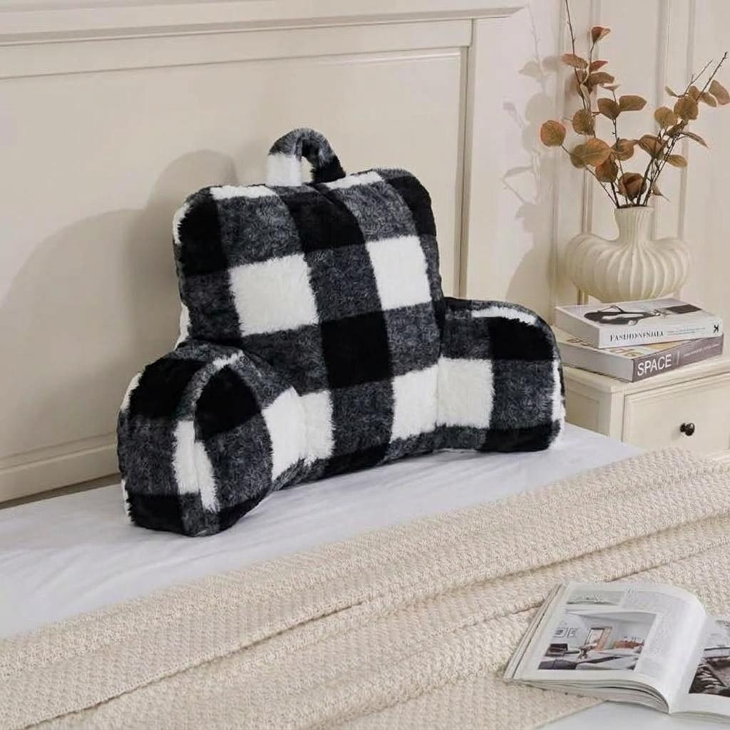 Reading Pillows for Boyfriend Adult,Velvet Back Pillow Bed Wedge Large, Back Rest Support Cushion for Sitting Up in Bed/Couch for Bedrest 18inch