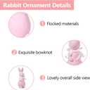 Easter Bunny Decorations, Flocked Bunnies Figurine with Soft Velvet Texture, 5.5" Resin Rabbit Ornaments, Spring Decor for Home Office Table Centerpiece Gift (Green&Pink&White)