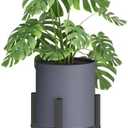 HTZON 8 Inch Gray Cylinder Plant Pots with Heavy Duty Stand,Durable Planters for Flowers,Large Plant Pot for Indoor and Outdoor, Decorative Modern Flower Pots with Drainage Hole