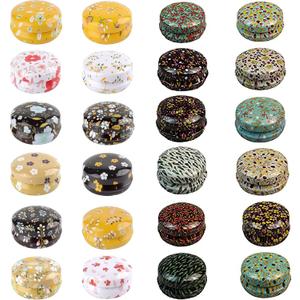 Rarapop 24 Pack Reusable Mini Round Tinplate Candle Tin Jars with Lids, 20ml Small Flower Travel Tin Cans Refillable Empty Container Bottle for Lip Balm, Salve, Eye Shadow, Powder