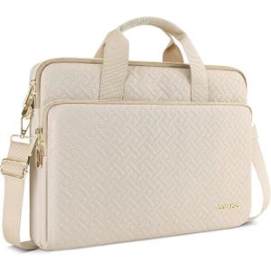 DOMISO 15.6 inch Laptop Case Sleeve Protective Cover Compatible with MacBook Pro 16 M4 M3 M2/Pro Max,15.6-16 inch HP Dell ASUS Lenovo Chromebook,Waterproof Computer Bag with Shoulder Strap,Beige