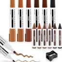 Dual Tip Furniture Markers Touch Up,Upgrade 13 Pcs Wood Markers Furniture Repair Kit,Touch Up Paint Pen and Wood Filler Putty Stick with Sharpener Kit,for Wood Stain Remover,Wood Floor Scratch Repair