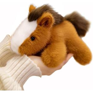 PEACH CAT Horse Stuffed Animal 7.8" Cute Plushies Small Plush Toys Gifts for Kids Brown