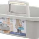 Large Cleaning Supplies Caddy Portable Shower Basket Supply Organizer with Handle Plastic Bucket Tool Storage for Bathroom, Bedroom, Kitchen, College Dorm, Garden, Light Grey
