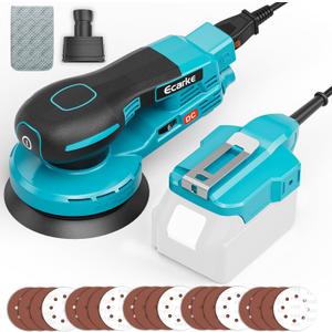 Ecarke 5-Inch Random Orbital Sander Compatible with Makita 18V Battery, 350W Brushless Palm Sander, 12,000 RPM 6 Variable Speed with 20PCS Sandpapers, Dust Bag for Woodworking, No Battery