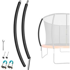 1PCS Trampoline Curved Pole, Universal Trampoline Pole Replacement Enclosure Pole to Fit 8-16FT Curved Pole Trampoline Frame, Includes Foam Sleeve and Hardware for 2 Installation Options