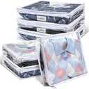 Hoolerry 6 Pieces Sweater Storage Bags Plastic Clear PVC Clothes Storage Bags with Zipper and Label for Blankets Clothes Closet Quilt Pillow Bed Sheet Organizer(15.7 x 13.7 x 3.9 Inch)