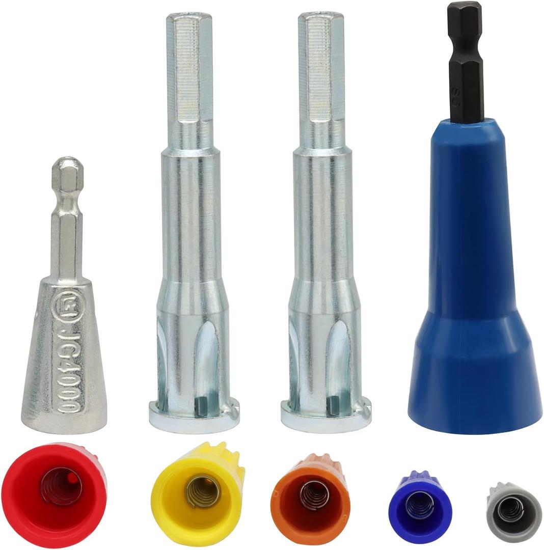 4 Pcs Wire Twister Tool for Drill, Wire Nut Twister Wire Stripper Tool Connector Driver with 1/4" Chuck Cable Quick Stripping Electricians Tools