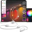 Philips Hue Festavia 90ft Permanent Outdoor String Lights, 48 Dimmable Lights, 55 Lumens Each, Weatherproof, Water-Resistant, White Wire, Color Ambience, Bridge Required