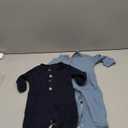 BeiVSlley Newborn Baby Boy Girl 2 Pack Button Solid Romper Infant Long sleeve Knit Cotton Footless Outfits Clothes (6-12 Months, Blue+dark Blue)