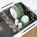 MAJALiS Dish Drying Rack in Sink - Small Dish Drainers for Kitchen Sink, Over The Sink Dish Racks with Utensil Holder, Stainless Steel Dish Rack in Sink, Silver
