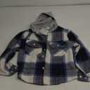 Boys Girls Casual Flannel Plaid Hoodies Fall Fashion Button Down Shirts Long Sleeve Cute Lightweight Jacket Coats (5-6 Years, Blue White)