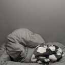 JOEJOY Donut Dog Bed Medium Size Dog, Cute Round Calming Pet Bed with Removable Washable Cover, Orthopedic Puppy Bed with Jacquard Shaggy Plush & Non Skid Bottom (Grey)