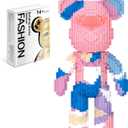 Bear Building Blocks (4500PCS) | 700% Bear Display Model | Micro 3D Animal Building Blocks | Fluorescence Design for Adults & Kids | Idea for Home & Office Decor |3D Instruction (Color Ice Cream)