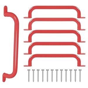 ESPETS 17 Inch 6 Pieces Metal Safety Handles for Indoor or Outdoor Use Equipment (Red)