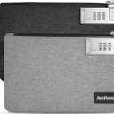 Money Bag with Lock, Aerthezu Cash Locking Bags with Zipper, Travel Safe Lockable Bank Bag, 2 Pack,Black & Grey - Size:5x8 Inches