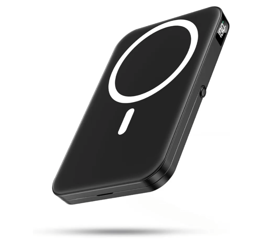 Portable Charger for Magsafe Battery Pack,10000mAh Power Bank with Foldable Stand,Travel Essential PD 22.5W Fast Charge,Magnetic Charge Wireless Charger for iPhone 17/16/15/14/13/12 Series–Black