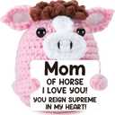 Mini Mother Gifts for Mom Birthday Mothers Day from Daughter Son, Unique Handmade Crochet Cute Horse Gift for New Mother Mama Step Mom to Be from Kids, I Love You