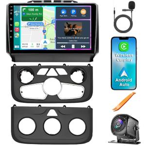 8-core 4G+64G Car Radio for Dodge 2013-2018 RAM 1500/2500/3500(Manual & Auto AC), 9 Inch IPS Touch Screen Car Stereo with Carplay&Android Auto,GPS, WiFi, Bluetooth,FM,Rear View, DSP, Android 15.