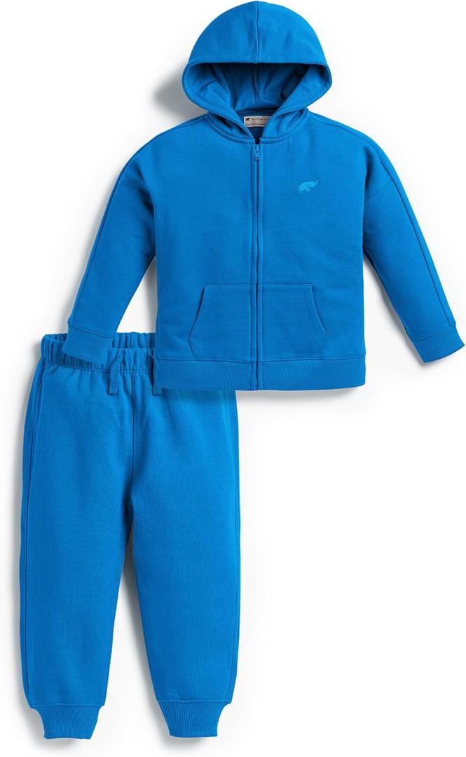 Monica + Andy Kids' Organic Sporty Sweatsuit (4T, Bright Blue)