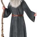 Morph Wizard Costume Men With Wig Warlock Robes Grey Wizard Outfit Adults Halloween Costumes For Men (X-Large)