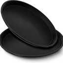 Zopeal 2 Pieces Black Round Restaurant Serving Tray, Plastic Non Slip Surface Food Meals Server Tray with Raised Edges for Home, Kitchen, Restaurant, Cafeteria, Bar (11")