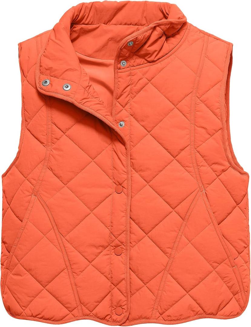 Gacaky Women's Puffer Vest Sleeveless Button Down Outerwear Warm Quilted Lightweight Down Winter Jackets Coats (S)