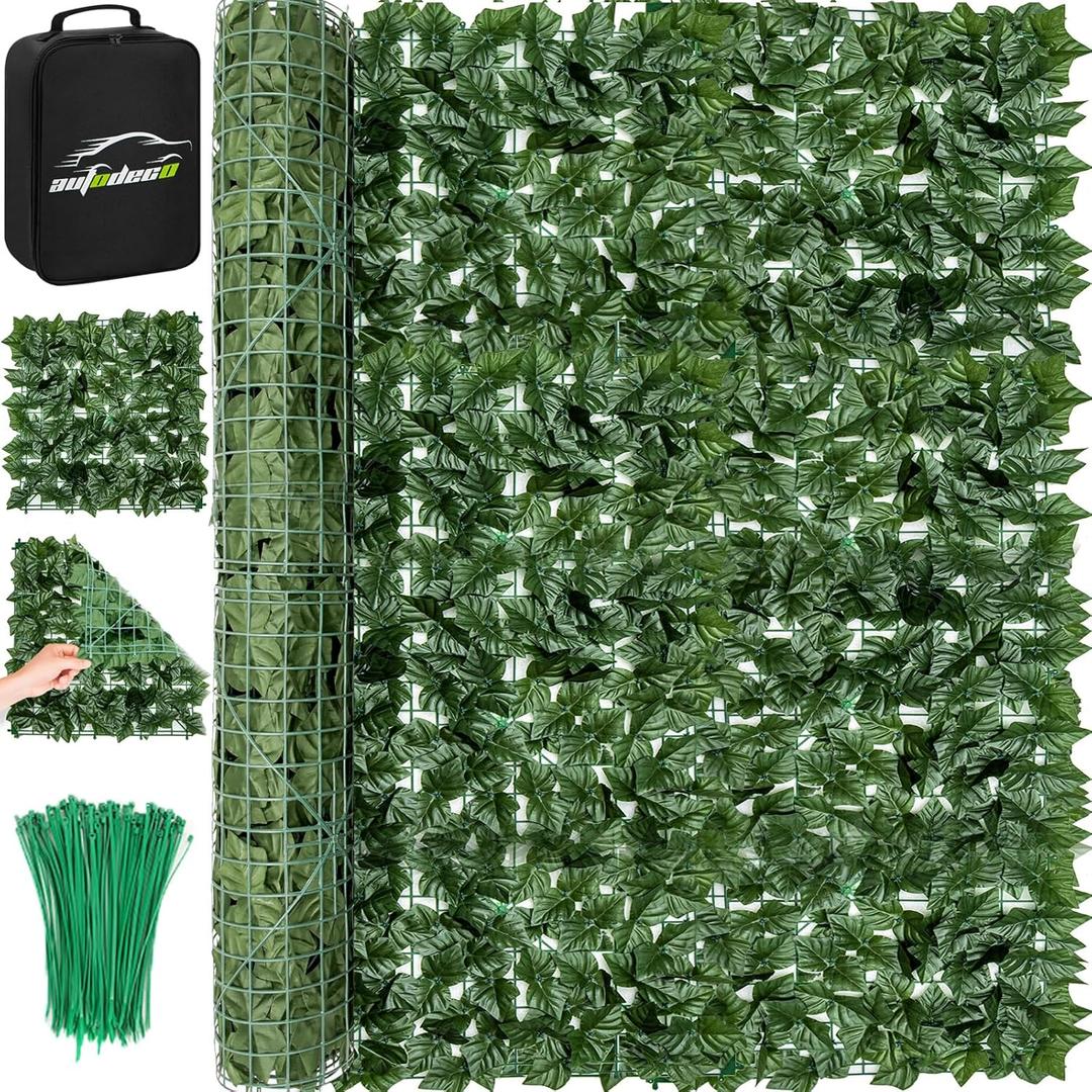 AUTODECO Artificial Ivy Privacy Fence Screen 118x39.5in Faux Greenery Privacy Fence Backdrop Ivy Vine Leaf Hedges Fence with Bag for Indoor Outdoor Garden (118x39.5in-1Pcs)