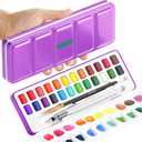 ARTISTRO Watercolor Paint Set 24 Colors, Travel Watercolor Set in Portable Box, Mini Water Colors Paint for Artists, Beginners, Amateur Hobbyists