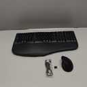MEETION Ergonomic Wireless Keyboard and Mouse, Ergo Keyboard with Vertical Mouse, Split Cushioned Wrist Palm Rest, Natural Typing, Rechargeable, Full Size, Windows/Mac/Computer/Laptop, Black DirectorC (Large)