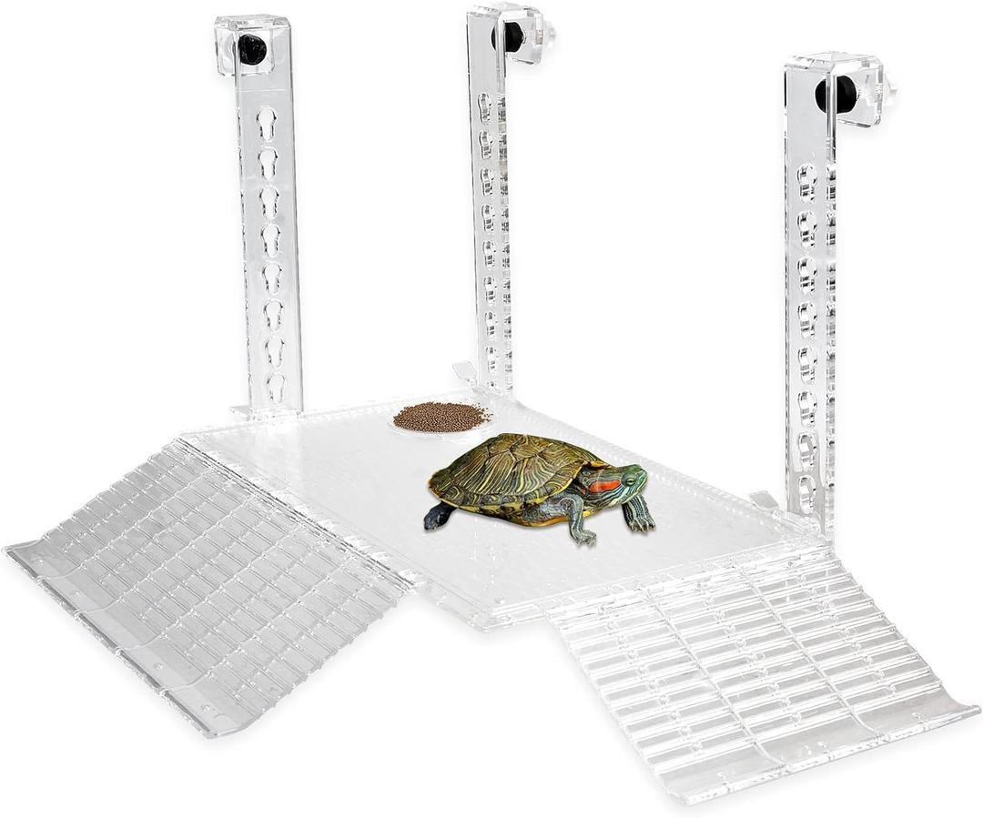 RUIAN Transparent Turtle Basking Platform Hanging Turtle Ramp, Resting Terrace for Turtles Tank Aquarium (30 * 18cm) 