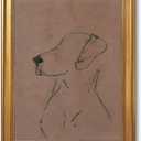 Gold Framed Minimalist Dog Sketch Wall Art Painting Neutral Line Drawing Dog Portrait Print Modern Pet Lover Picture Poster Simple Aesthetic Canvas Artwork for Room Bedroom Office Home Decor 12x16inch
