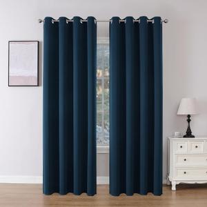 Joydeco Blackout Curtains 95 Inch Length 2 Panels Set, Thermal Insulated Long Curtains& Drapes 2 Burg, Room Darkening Grommet Drapes for Living Room Bedroom Window (Navy Blue, W52 x L95 Inch) (52"W x 95"L (Pack of 2))