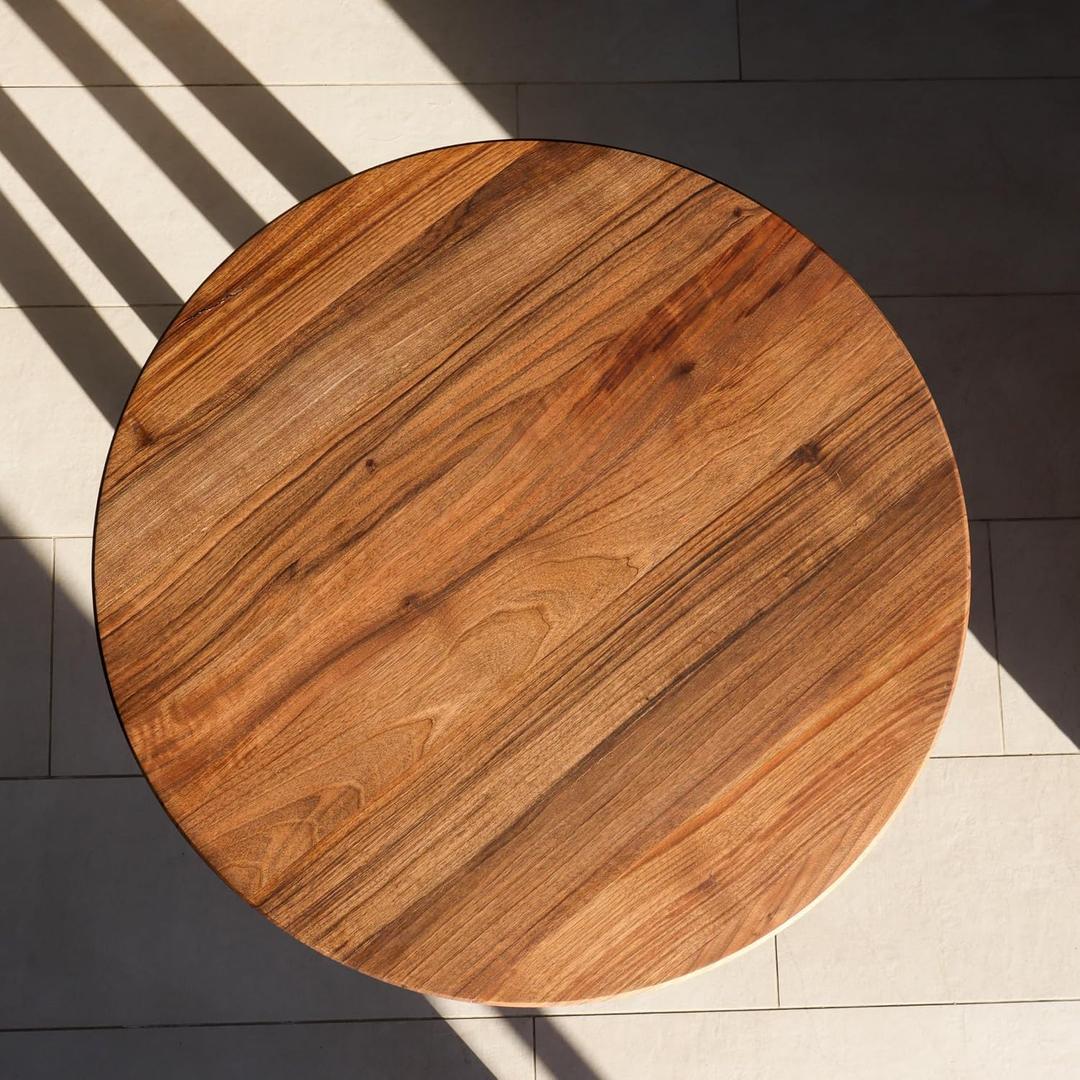 Walnut Round Coffee Table - Coffee Tables for Living Room - Side Table Wooden - Circle Accent Tables - Home Decor Furniture for, Bedroom, Dining Room - Houswarming Gifts - Small