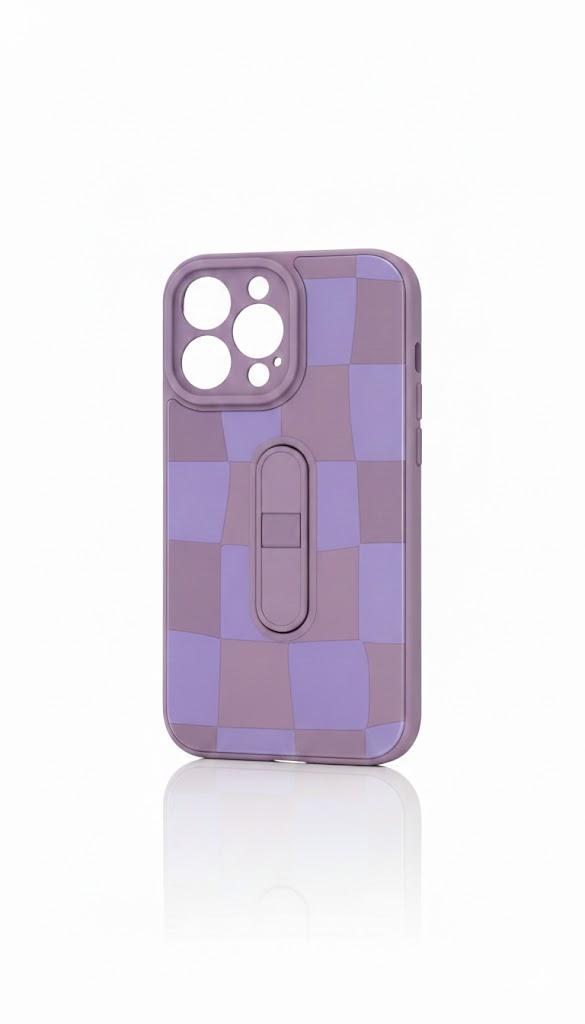 iPhone 17 Pro Case Cute Checkered Pattern Design for Girls Women, Soft Silicone Shockproof Protective Designed for iPhone 17 Pro Case-Purple