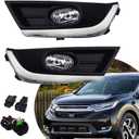 1 Pair of Fog Light Assembly with Chrome Bezel and Bulbs Wiring Kit Left and Right Side Replacement for CRV 2017 2018