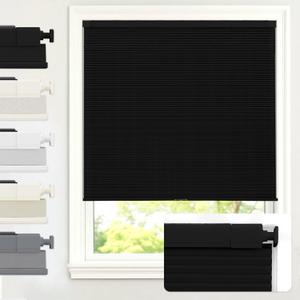 AOSKY No Drill Cordless Blackout Cellular Shades, 34" W x 48" H, Black | No Tools Honeycomb Blinds for Indoor Windows, Free-Stop Blackout Shades for Home, Thermal Insulated, Noise Reducing