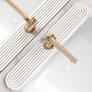 Kitchen Faucet Mat - Diatomite Splash Guard for Sink, Quick-Drying Water Absorbing Stone Tray [Light Grey, 23.6" x 3.9"]