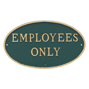 Employees Only Oval WALL Statement Plaque Sign, Business Security Sign, Privacy Plaque, Durable Rust Proof Aluminum