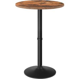 HOOBRO Round Bar Table, 35" Tall Pub Table, Cocktail Table with Base for Narrow Space, Bar Height Table for Kitchen, Easy to Assemble, Rustic Brown BF57BT01