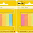 Post-it Page Markers, Assorted Fluorescent Colors, 1/2 in x 1-3/4 in, 500 Sheets, 10 Pads (670-5AF), Repositionable Writable Sticky Tabs for Books & Documents